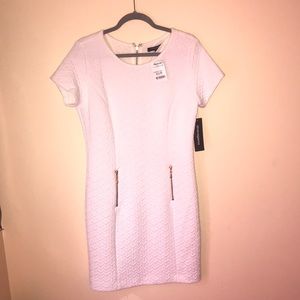 White/gold detail semi formal dress